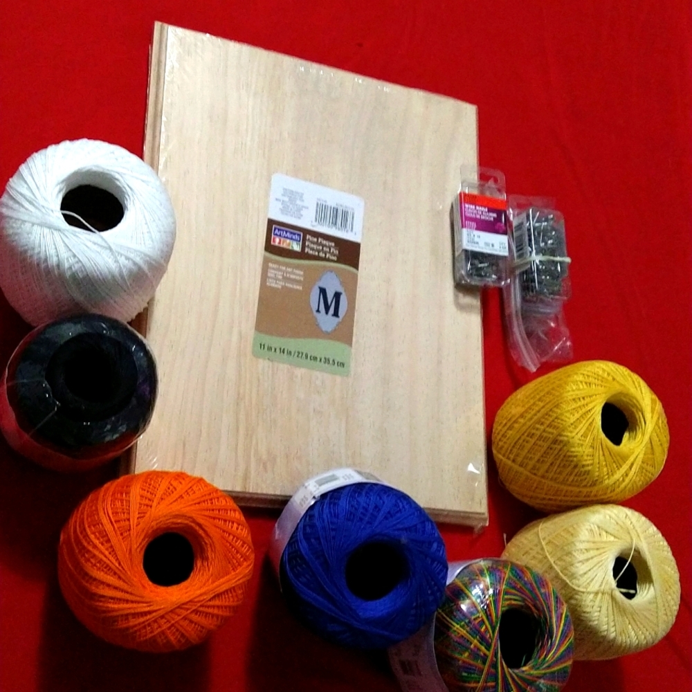 Wood & String Art Kit Set of 11 Items String, Board, Nails